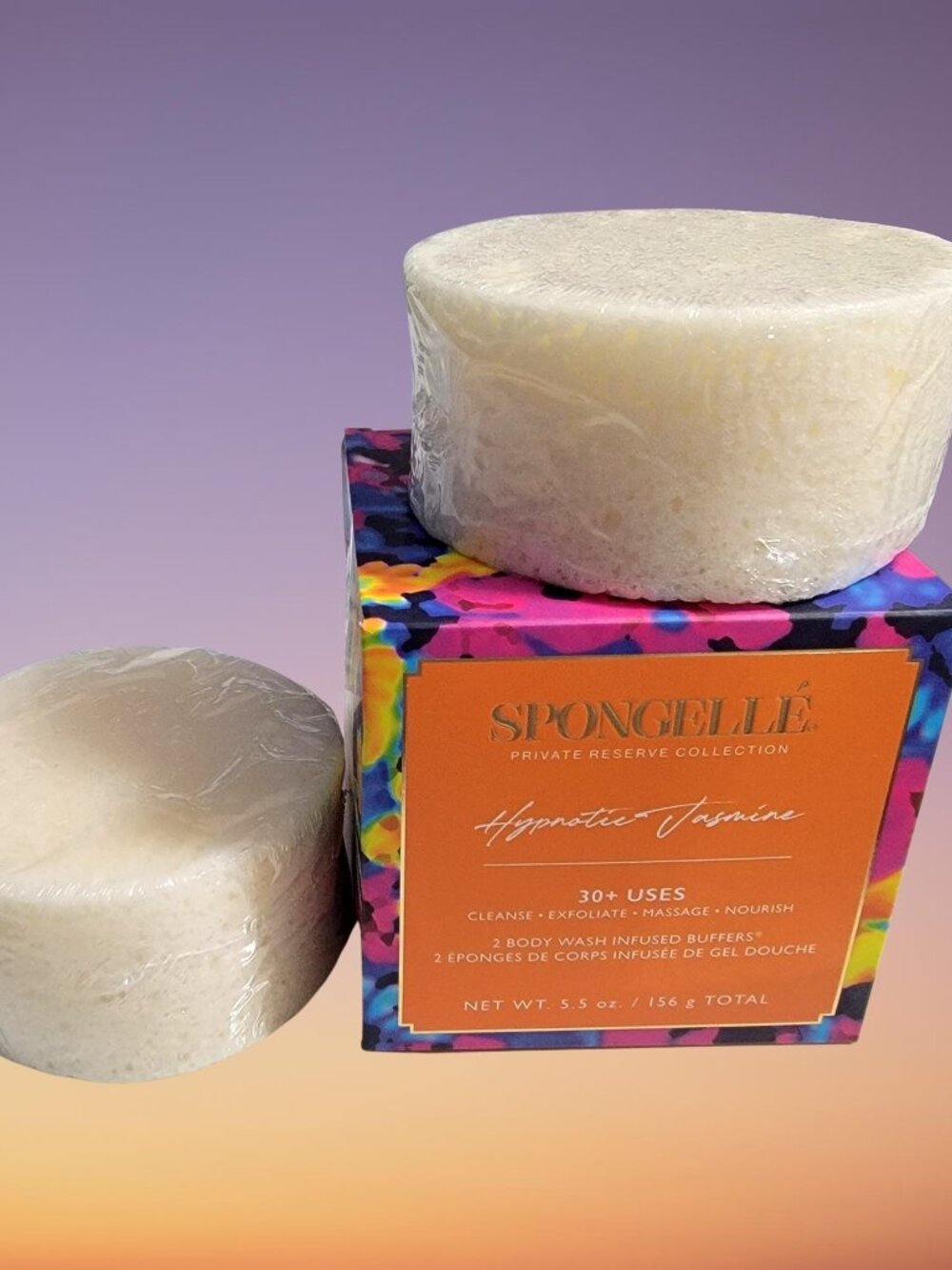 Spongology Spongelle Set of 2 Hypnotic Jasmine Body Buffers NEW